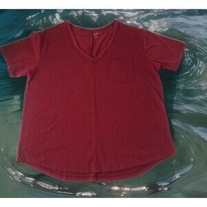 Gap Women’s V-Neck Pocket Tee Maroon Tag Size Large